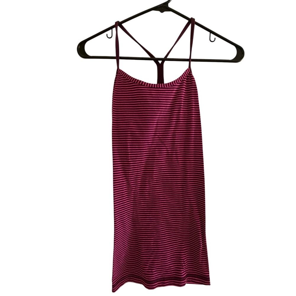 Lululemon Power Y Racerback Pink Striped Tank Size 6